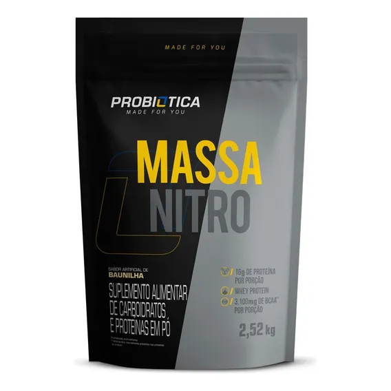 Hipercal贸rico Massa Nitro 2520g Refil - Probiotica Sabor Baunilha Foto 1