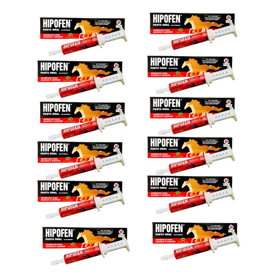 Hipofen vermífugo Cx/12un equinos éguas potro pasta oral 20g Foto 1