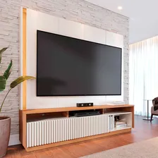 Home Estante Orlo 200cm Tv Até 75 Mdp/mdf Off White/freijó Foto mini  3