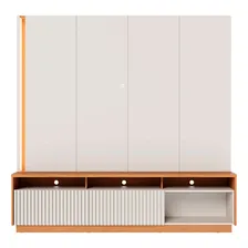 Home Estante Orlo 200cm Tv Até 75 Mdp/mdf Off White/freijó Foto mini 4