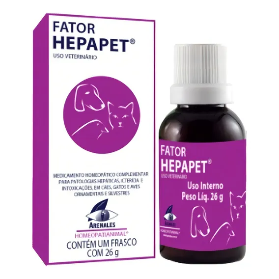 Homeopático - Fator Hepapet 26g - Arenales Caes Gatos Aves Foto 1