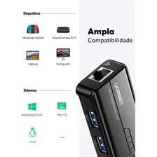 Hub 3 Portas Usb 3.0 Rede Rj45 Gigabit 10/100/1000 Ugreen Foto mini  3