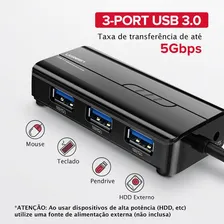 Hub 3 Portas Usb 3.0 Rede Rj45 Gigabit 10/100/1000 Ugreen Foto mini  2