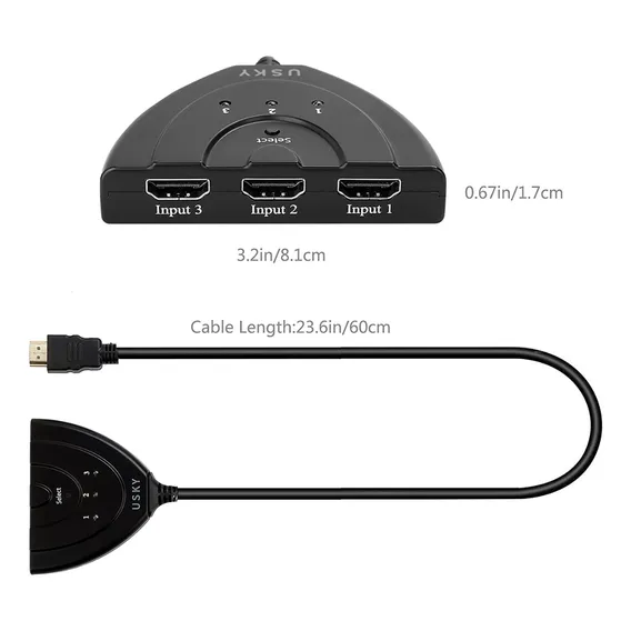Hub Hdmi Switch 3x1 Adaptador Cabo 3 Entradas 1 Saída Foto 1