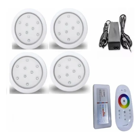 Iluminação Luminaria Piscina 4 Refletor Rgb + Modulo 80mm 9w 110v/220v Foto 1