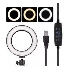 Iluminador Ring Light 16cm Usb Led Misto 3500k 5500k + Tripé Foto mini 2