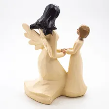 Imagem Anjo Ajoelhado Com Menina Resina 15 Cm Foto mini  3