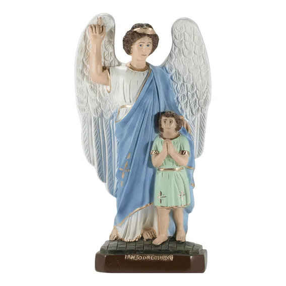 Imagem Anjo Da Guarda 23cm Gesso Escultura Cat贸lica Foto 1