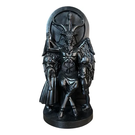 Imagem Baphomet No Trono Preto - Imagem Resina 30cm Foto 1