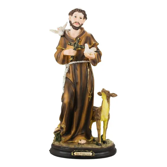 Imagem Enfeite Resina São Francisco Grande - 41cm Cor Marrom Foto 1