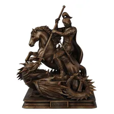 Imagem Estátua São Jorge - Santo Guerreiro - Resina Cor Cor Cobre Antigo Foto  mini 1