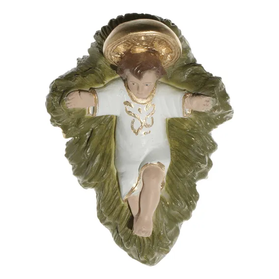 Imagem Menino Jesus Manjedoura 15cm Gesso Escultura Cat贸lica Foto 1