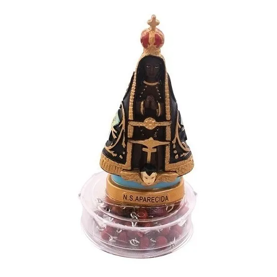 Imagem Nossa Senhora Aparecida 10cm + Terço - Enfeite Resina Foto 1