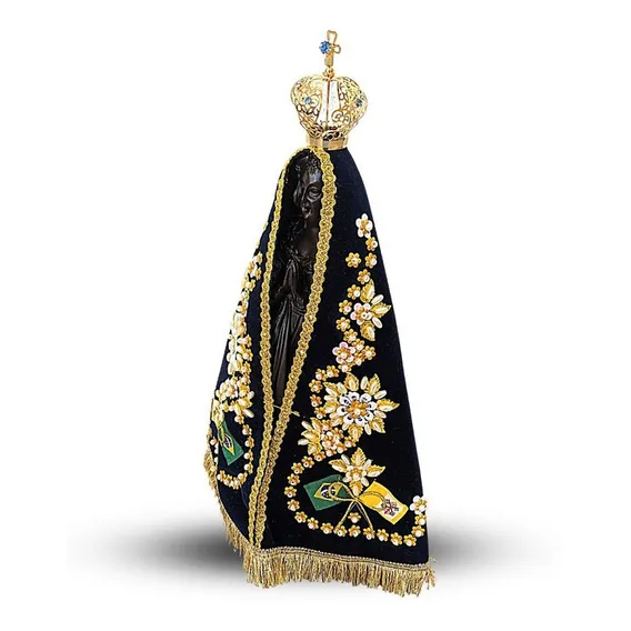 Imagem Nossa Senhora Da Aparecida Resina Manto + Coroa 36cm Cor Preta Foto 1