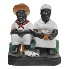Imagem Preto Velho Casal 10cm Gesso Escultura Umbanda Foto mini 1