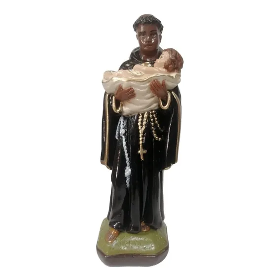 Imagem Sacra Religiosa Santo São Benedito - Igreja Católica Cor Manto Preto Foto 1