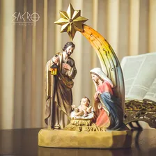 Imagem Sagrada FamÃlia Com Estrela Presépio Resina 30cm Led Foto mini 1