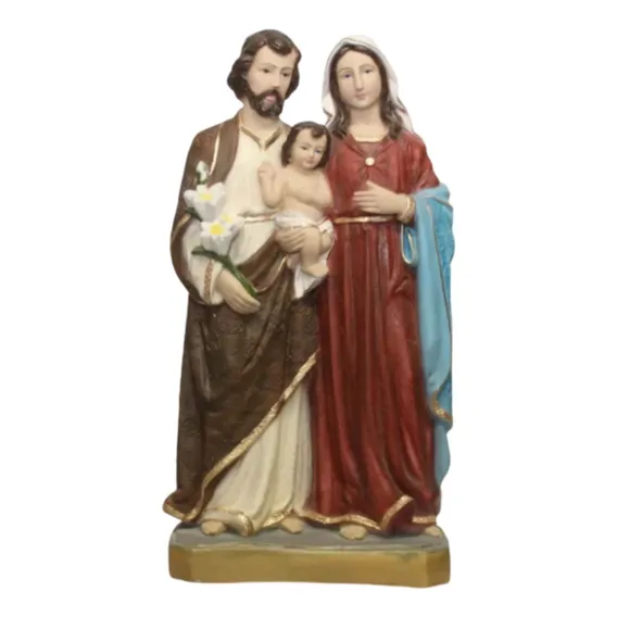 Imagem Sagrada Família Gesso Rico Em Detalhes - 60cm Cor Tradicional Foto 1