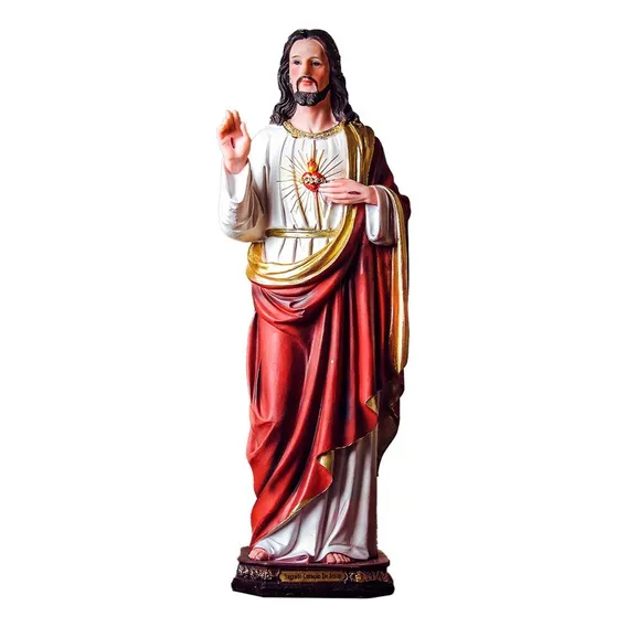 Imagem Sagrado Coração De Jesus Resina 45cm Cor Colorido Foto 1