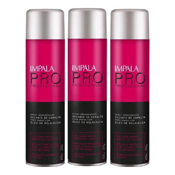 Impala Pro Secante De Esmalte Óleo Melaleuca 400ml Kit 3un Foto 1