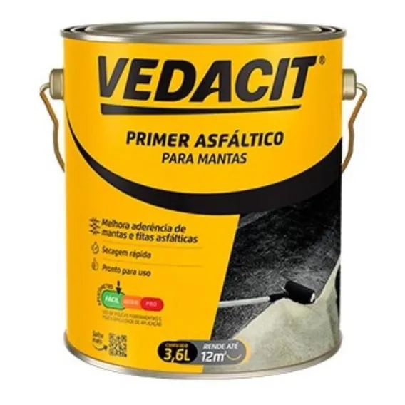 Impermeabilizante Asfáltico Para Mantas Vedacit Primer 3,6l Foto 1