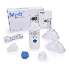 Inalador Infantil Adulto Portátil Pilha Ou Cabo Nebulizador Cor Inalador Branco E Azul Foto mini  3