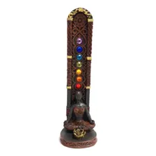 Incensário Vareta Yoga 7 Chakras Preto Vertical Meditando Foto  mini 1