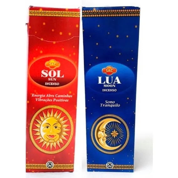 Incenso Indiano Sac Lua 25un. + Incenso Sac Sol 25un. Fragrância Lua e Sol Foto 1