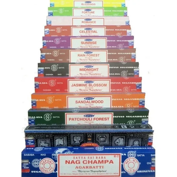 Incenso Nag Champa Satya Aromas Mistos 12un + 50g Palo Santo Foto 1