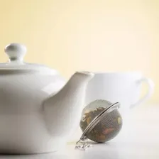 Infusor Inox Para Chá Mini Peneira Coador Com Corrente Cor Inox Cromado Foto mini  2
