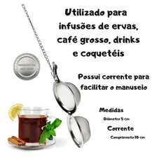 Infusor Inox Para Chá Mini Peneira Coador Ervas Individual Cor Preto Foto mini 4