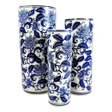 Inigual Vaso Porta Guarda Chuva Decorativo Azul e Branco 45/40/34cm Foto  mini 1