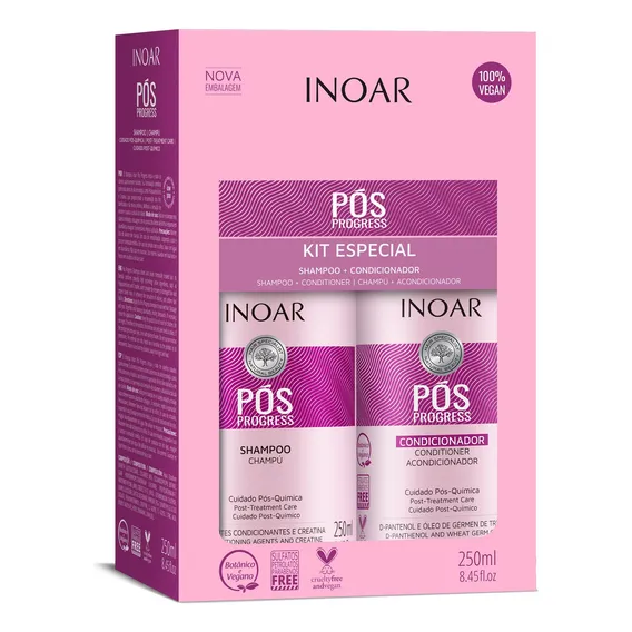 Inoar P贸s Progress Kit (2 Produtos) Shampoo E Condicionador Foto 1