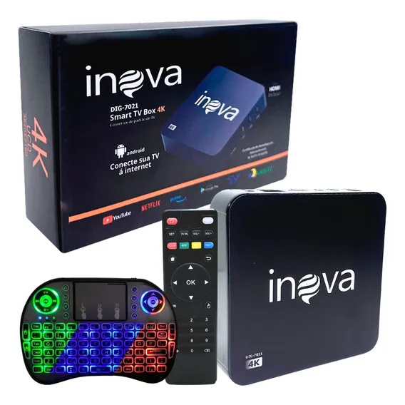 Inova Tv Box 4k Smart Transforme Sua Tv + Mini Cor Preto Tipo De Controle Remoto Padrão Foto 1