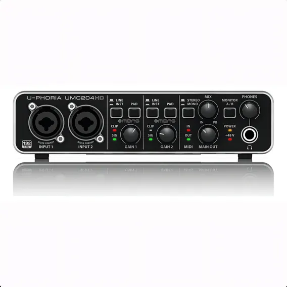 Interface Áudio Behringer UMC204HD Cor Preto 48V Foto 1