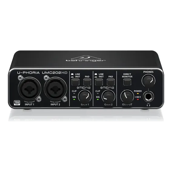 Interface de áudio Behringer U-Phoria UMC202 preta 2ª geração Foto 1