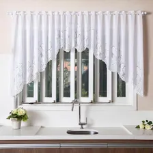 Interlar Varão Cortina Para Cozinha Cascata Renda Branca 3,00x1,00m Tulipas Foto  mini 1