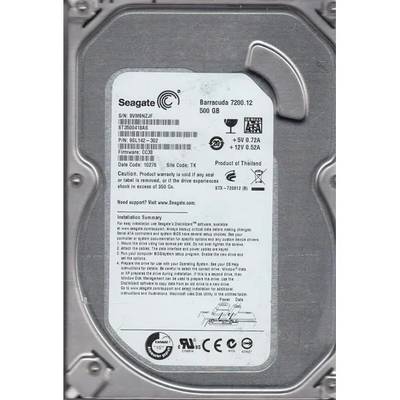Interno Seagate Barracuda 7200.12 ST3500418AS 500GB Foto 1