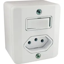 Interruptor Com Tomada 10a Sistema X Caixa Sobrepor Externo Cor Branco Foto mini 1