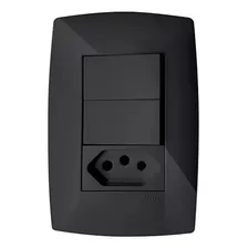 Interruptor Duplo Simples + Tomada 20a Home Preto Black Blux Foto mini 1