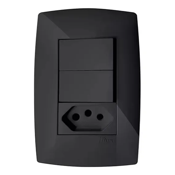 Interruptor Duplo Simples + Tomada 20a Home Preto Black Blux Foto 1
