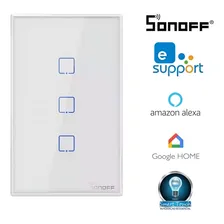 Interruptor Inteligente Wifi Sonoff 3 Botões Touch T0us3c Alexa Google Automação Branco Foto mini 3