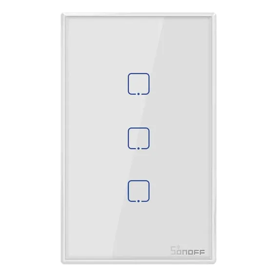 Interruptor Inteligente Wifi Sonoff 3 Botões Touch T0us3c Alexa Google Automação Branco Foto 1