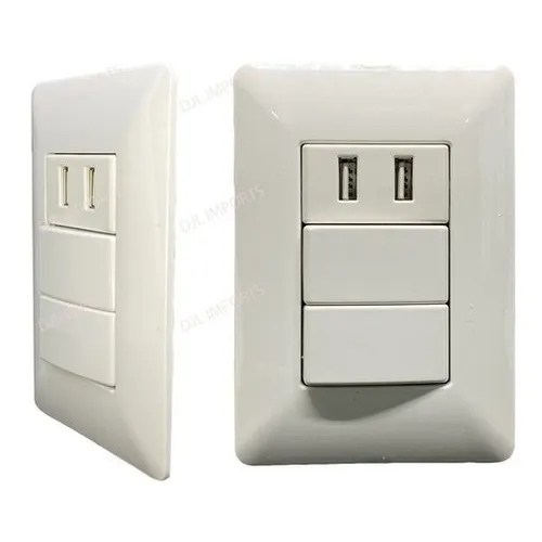 Interruptor Luz 2 Teclas Simples + Tomada Usb Dupla Foto 1