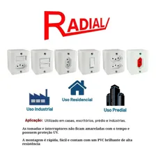 Interruptor Simples C Tomada Sistema X Radial Caixa Sobrepor Foto mini 4