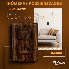 Interruptor Simples Com Tomada 10a Rústico Imbuia Estilo Madeira Pluzie 4x2 Foto mini 3