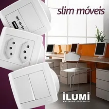 Interruptor Simples Tomada 10a Dupla P/ Móveis Ilumi Slim Foto mini  3
