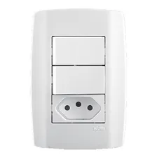 Interruptor Slim Duplo Simples 10a + 1 Tomadas 10a - Ilumi Foto mini 2