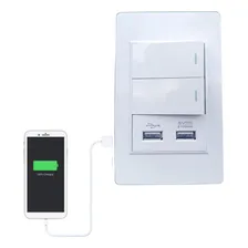 Interruptor Tomada Duplo Liga Desliga + 2 Entrada Usb Bivolt Cor Branco Foto  mini 1
