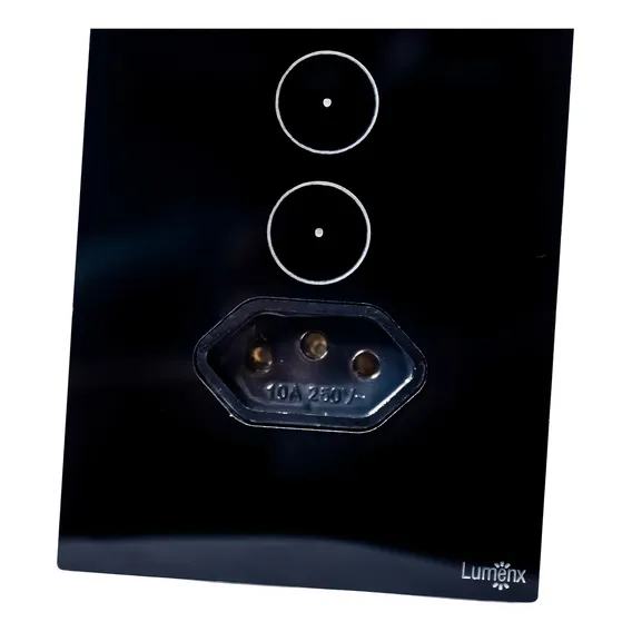 Interruptor Touch Tok Glass 2 Pad Preto+tomada 4x2 Foto 1